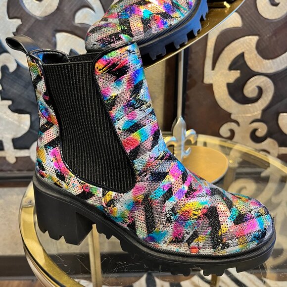 Betsey Johson Rowann black multi boots - Picture 3 of 9